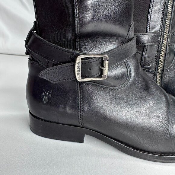 Frye Melissa Gore Inside Zip Tall Riding Boots Black Size 8.5B - Picture 4 of 10